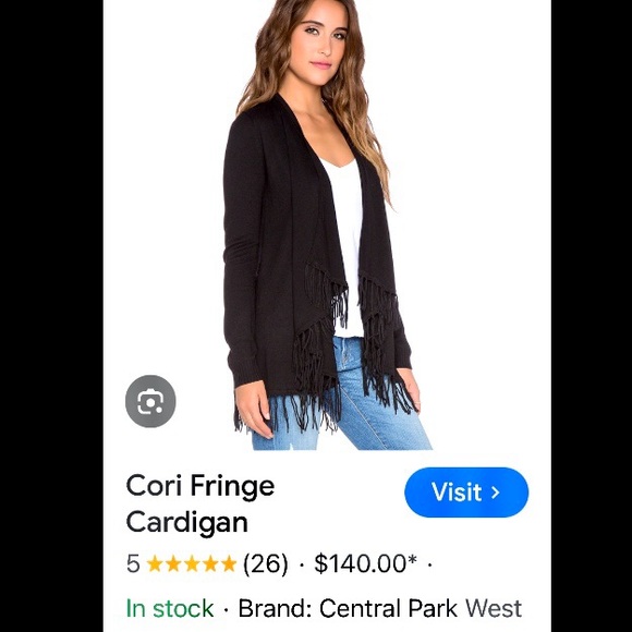 Central Park West Charcoal Gray Open-Front Fringe Cardigan Sweater - Picture 13 of 13